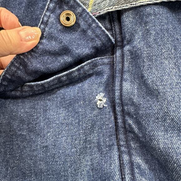 Vintage Jean Oversized Bomber Jacket with Tartan Plaid Lining Boyfriend - Picture 10 of 16